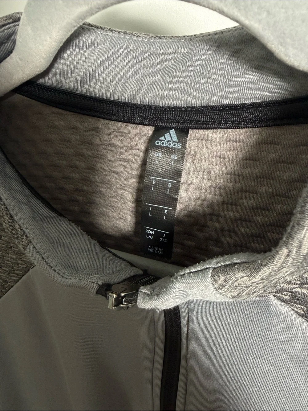 adidas Light Gray Quarter-Zip Pullover with Dark Gray Shoulders